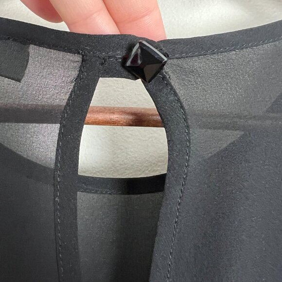 Iris Setlakwe Blouse Top Womens Large Ruched Silk Blend Sheer Long Sleeve Artsy - Picture 10 of 15